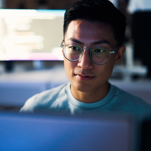 man at computer