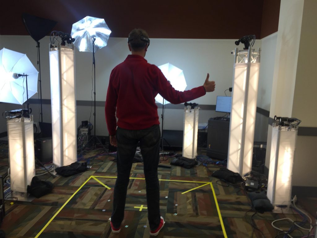 Holoportation - man testing lighting setup