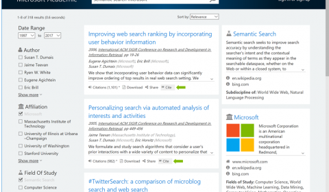 New Microsoft Academic feature: Citation list