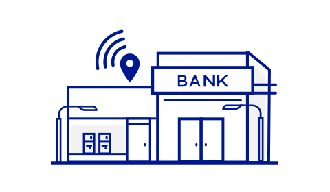 Soundscape - graphic showing an audio signal location at a bank