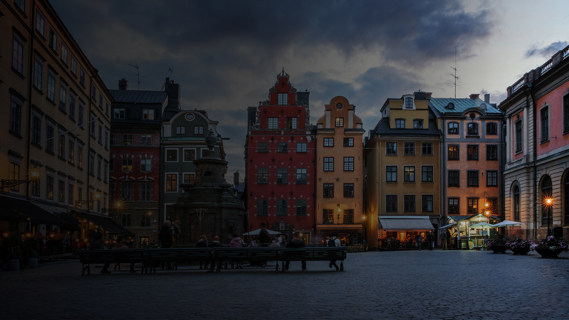 This is Stortorget Square in the middle of Stockholm's Gamla Stan (Old Town). The colorful building facades, fountain and famous cafés are a favourite for tourists and locals alike.