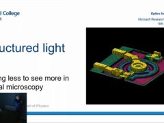 Mark Neil giving talk on Structured light: seeing less to see more in optical microscopy at Microsoft Research Cambridge