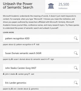 Screenshot showing semantic search options