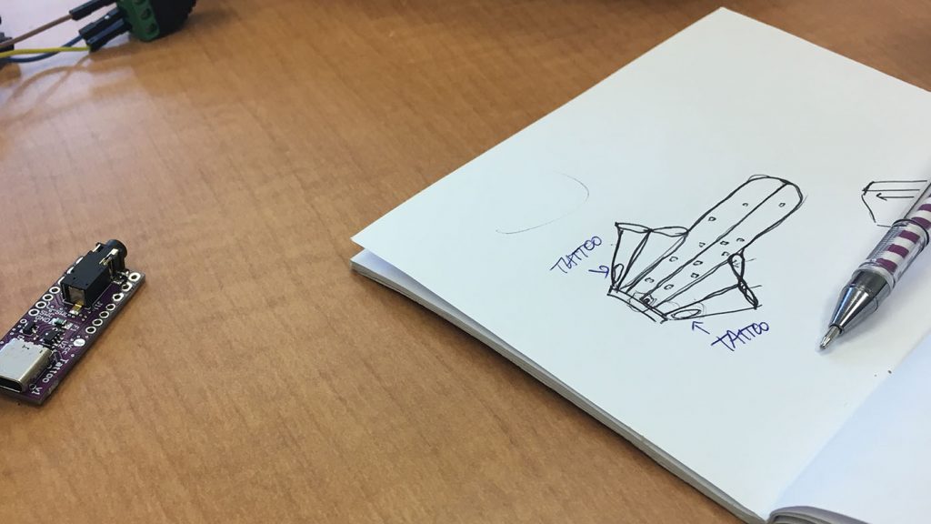 Project Brookdale: photo of sketchbook showing placement of Smart Tattoos