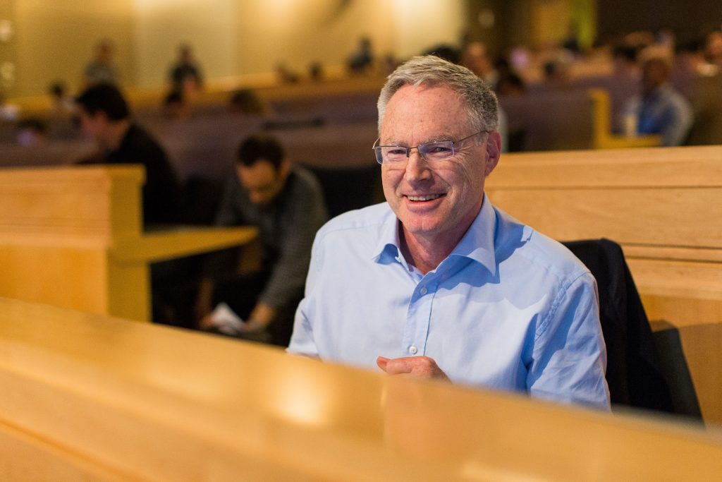 Microsoft's Eric Horvitz enjoys a panel discussion during Faculty Summit 2018.