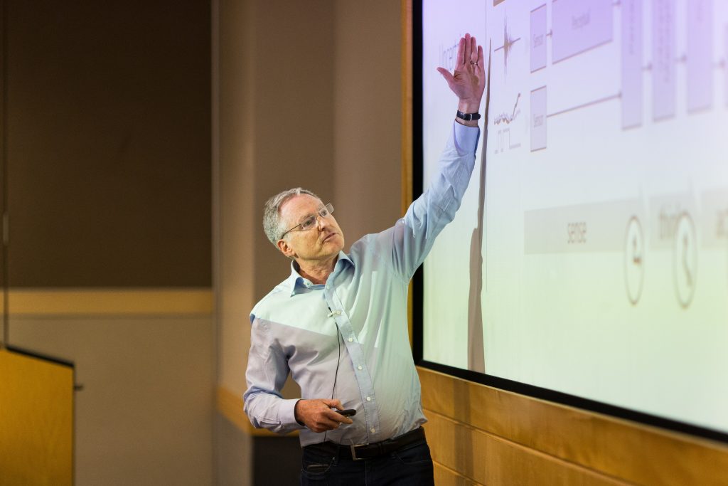 Microsoft's Eric Horvitz delivering a keynote during Faculty Summit 2018. 