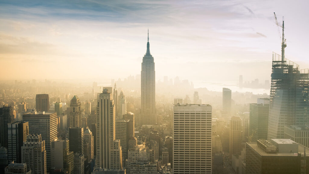 New York skyline in hazy smog