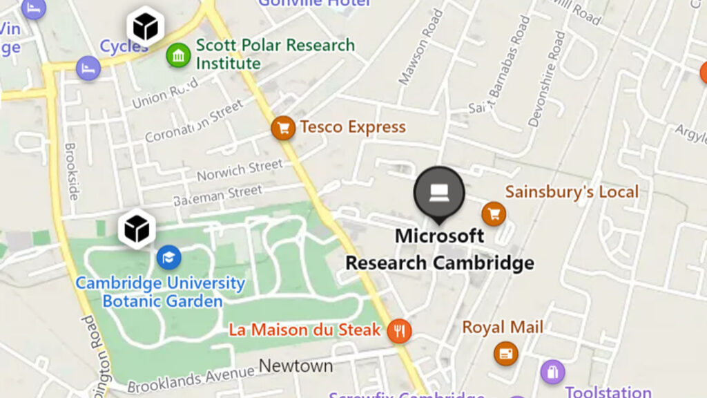 map of the MSR Cambridge lab area