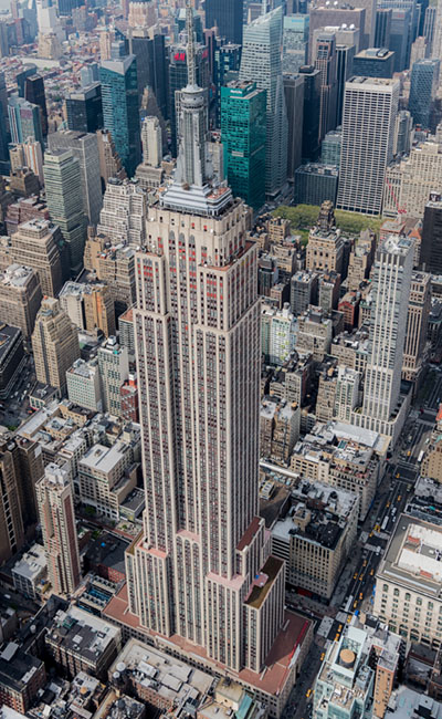 Aerial view of Empire State Building in New York