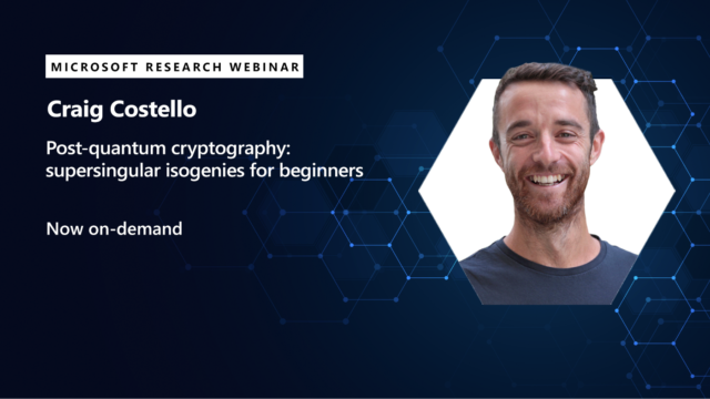 A picture of Craig Costello promoting his webinar on post quantum cryptography