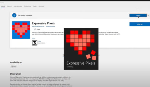 screenshot of Expressive Pixels launch from Microsoft Store for Windows