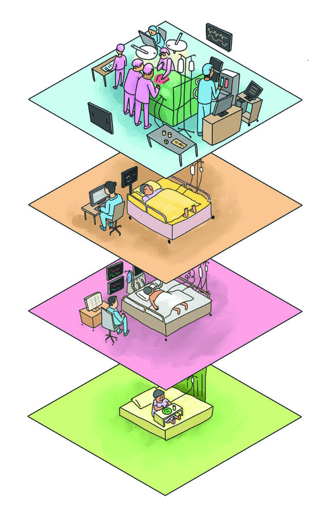 Illustration depicting wards in a hospital