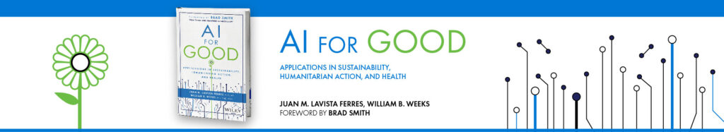 "AI for Good" book cover promotional short banner