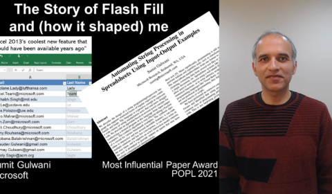 Sumit Gulwani sharing the story of Flash Fill and how it shaped him