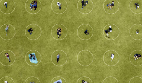 Aerial View of People Social Distancing at the park