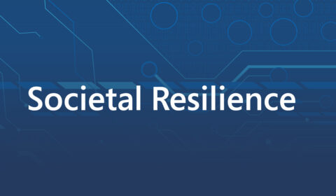 societal resilience text on blue backdrop