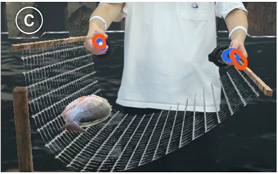 Figure 5: The controllers can create the illusion of moving weight, such as when holding a fishing net