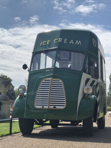 photo of an old classic van which has been converted to an ice cream van