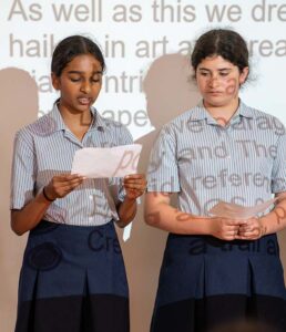 two female students presenting Soundscape experiment findings