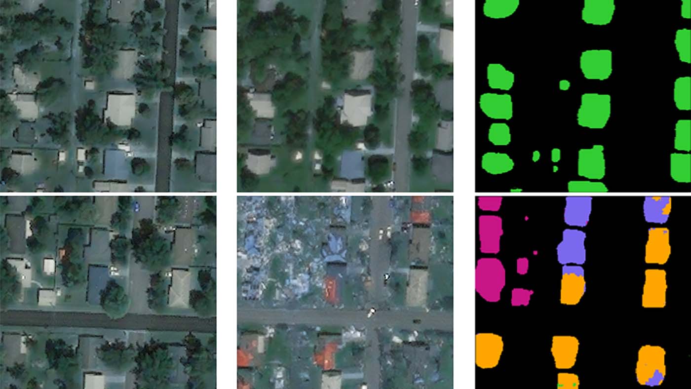 Geospatial building damage assessment predictions