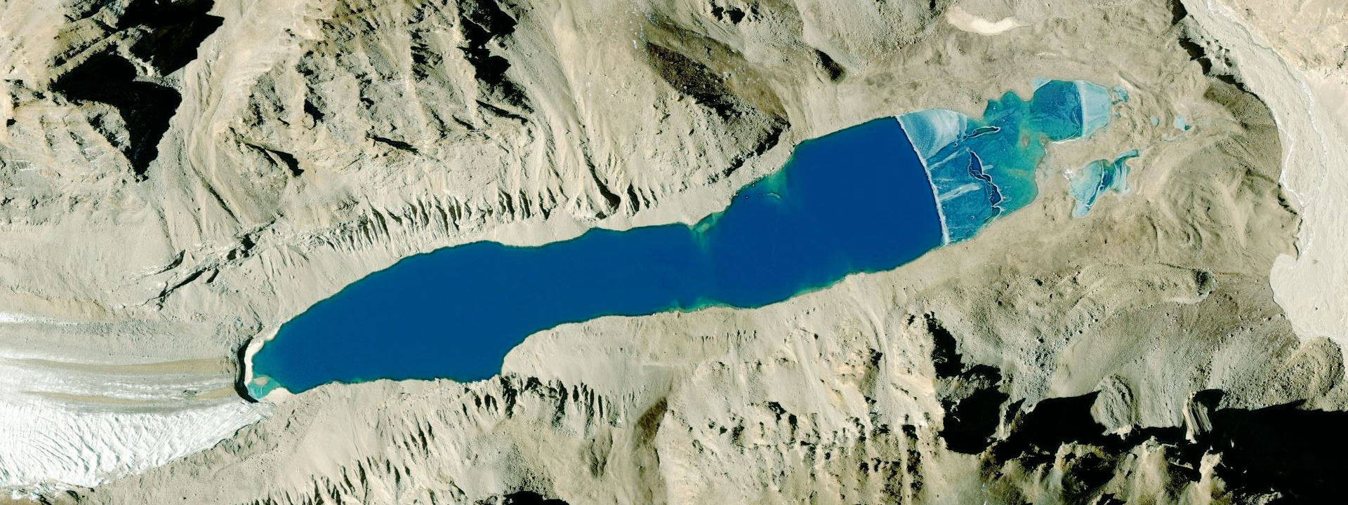 glacier and glacial lakes mapping aerial view