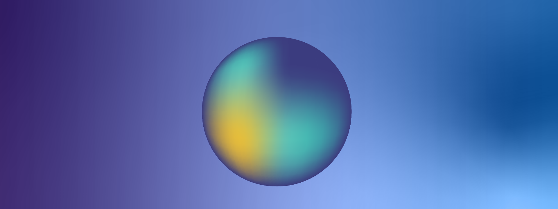abstract multi-colored sphere on a blue gradient background