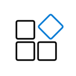 Easy to use - four blocks blue icon
