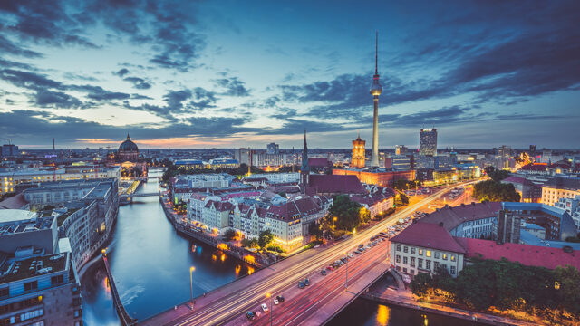 Berlin skyline at night