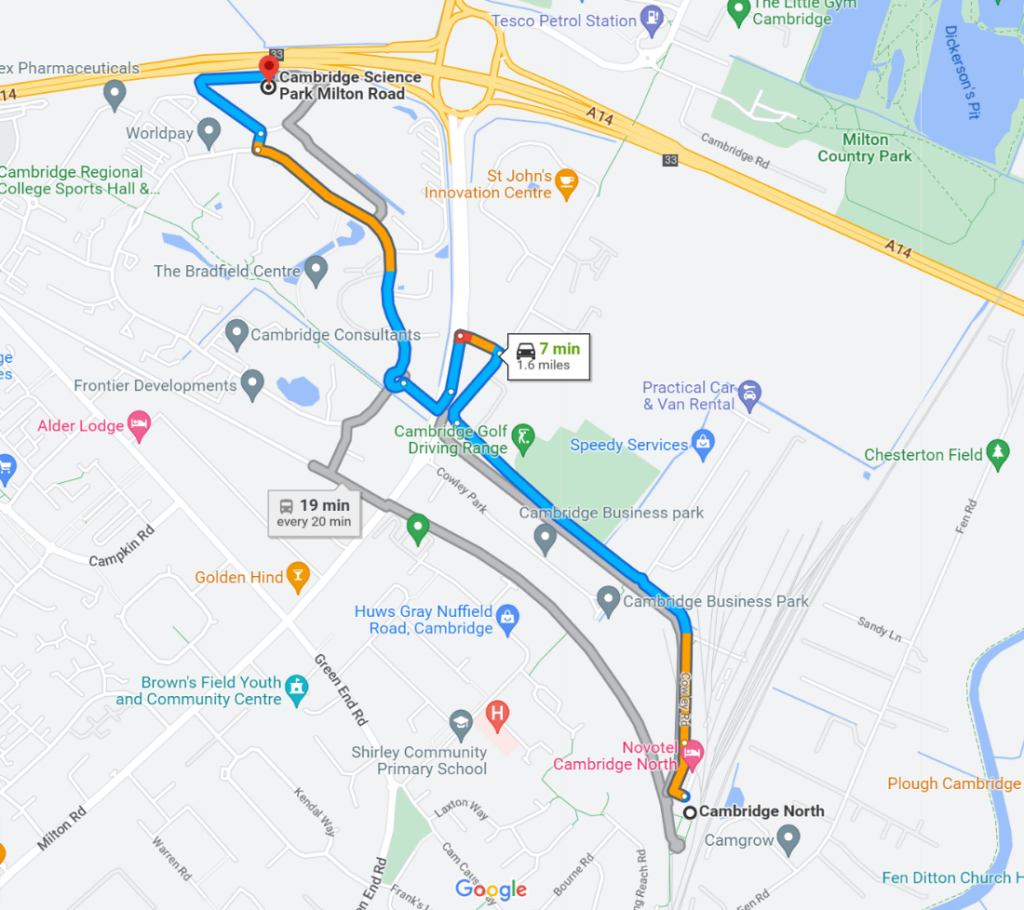 Cambridge, UK - Cambridge Science Park map