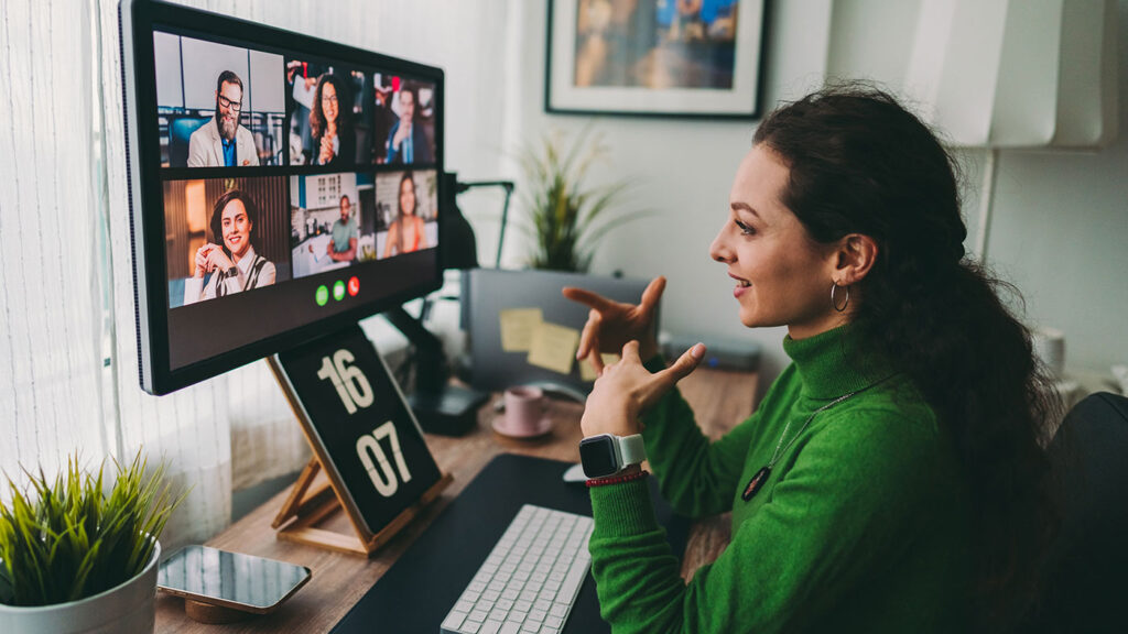 woman attending a remote meeting