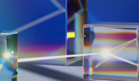 smart surface; close-up of a reflective prism