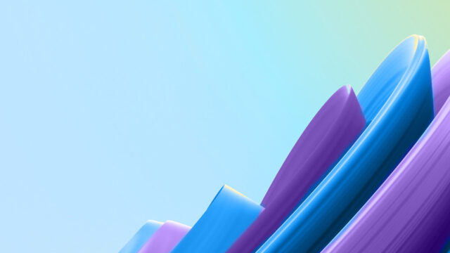 abstract blue and purple shapes on a light blue and green background