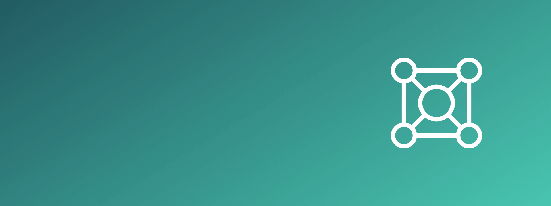 white circle icons connected by lines on a green gradient background