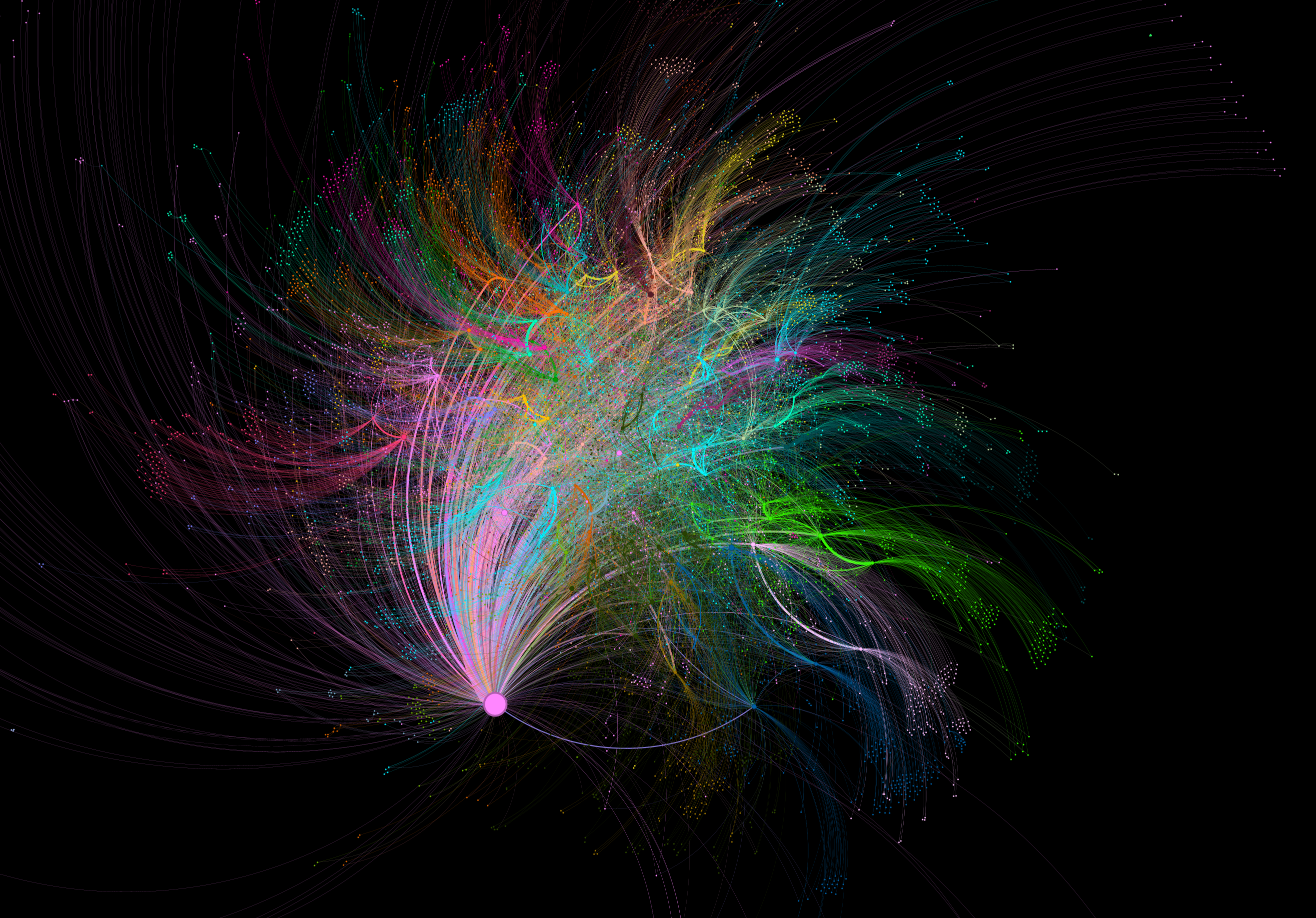 Image of an entity network with color-coded communities