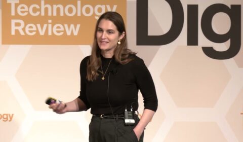 Bonnie Kruft presenting at MIT Technology Review’s EmTech Digital