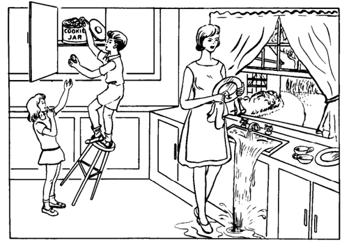 Figure 1: “Cookie Theft” used for the descriptive task of detecting Alzheimer’s disease, presented by DementiaBank Pitt Corpus, Becker et al., in 1994.