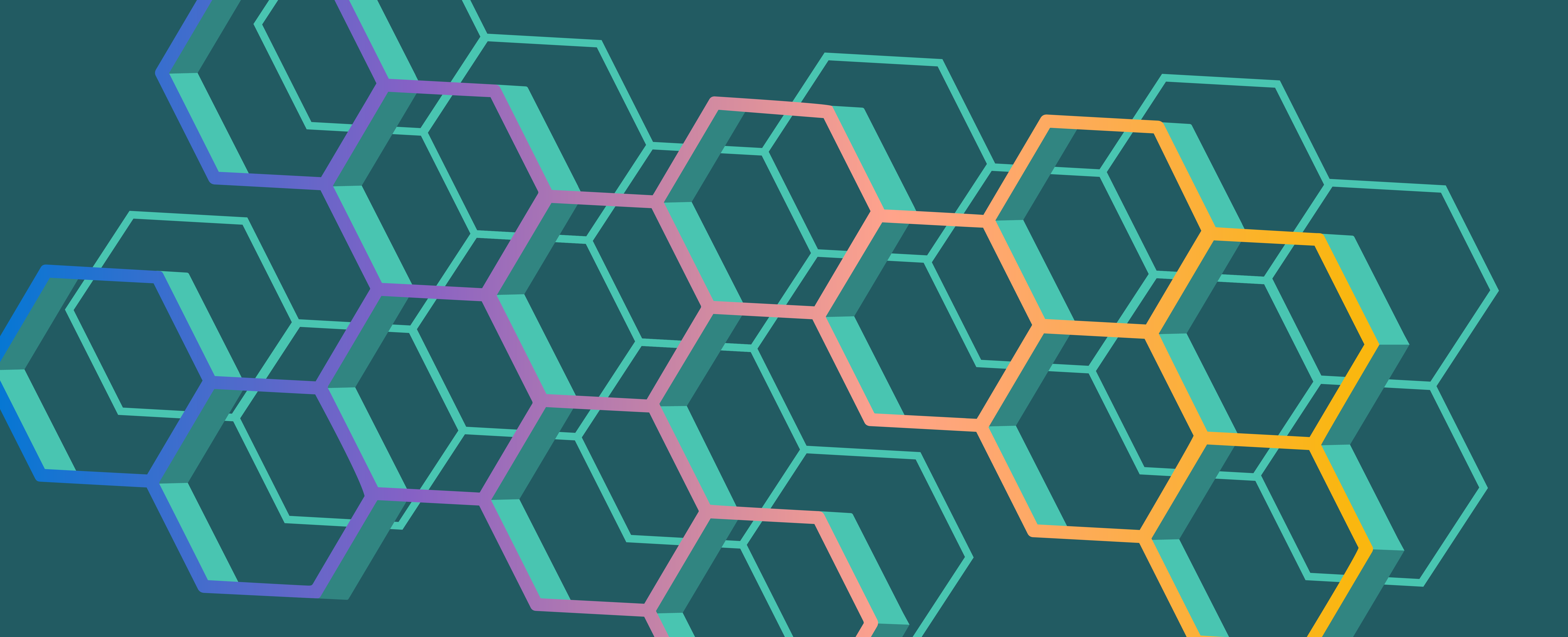 teal background with hexagon 3d shape