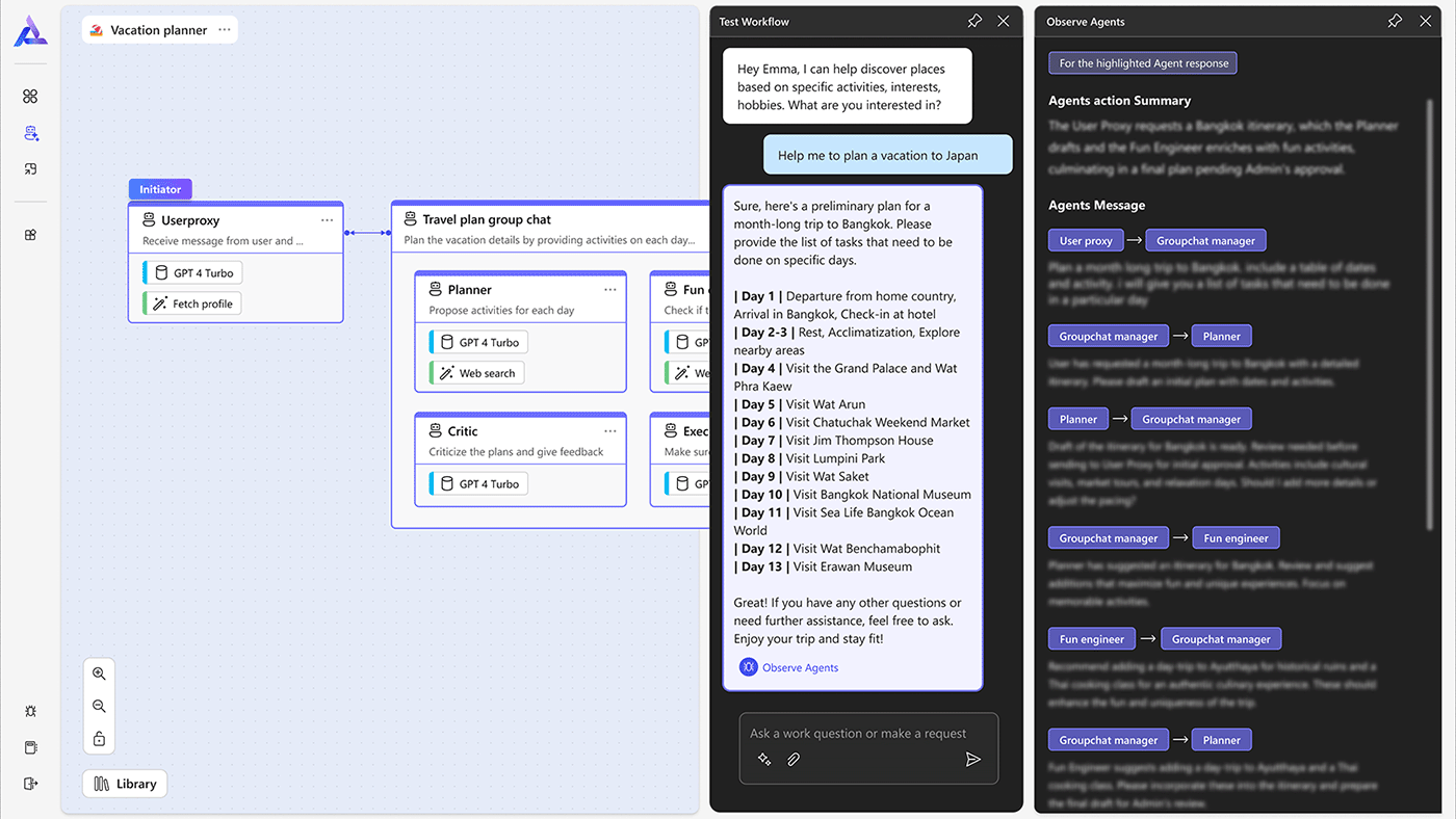 AutoGen Studio user interface: dynamic prototyping and testing