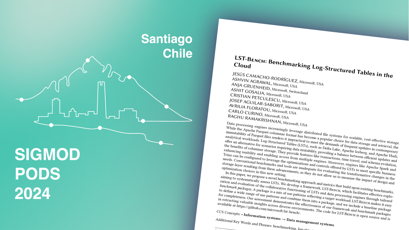 SIGMOD PODS 2024 logo to the left of the first page of "LST-Bench: Benchmarking Log-Structured Tables in the Cloud"