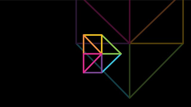 colorful lines forming a geometric shape on a black background