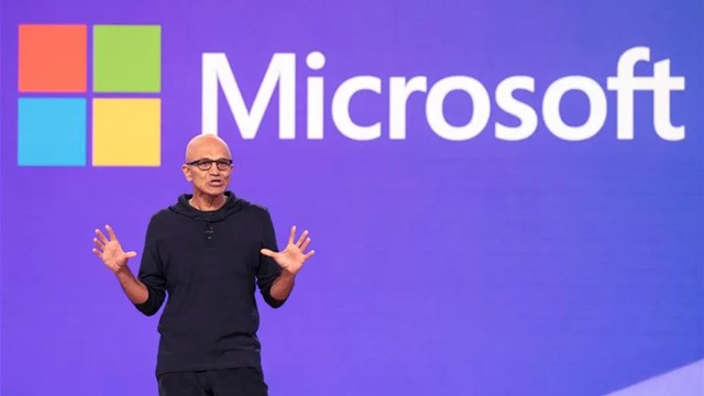 Satya Nadella standing on a stage