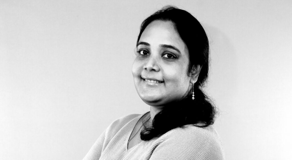 Black and white image of Sunayana Sitaram