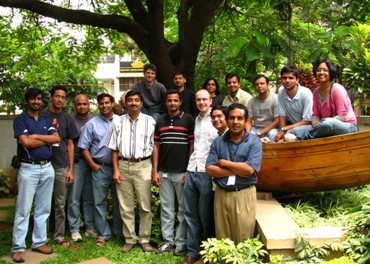 Venkat Padmanabhan (fifth from left) with his Mobility, Networks, and Systems group.