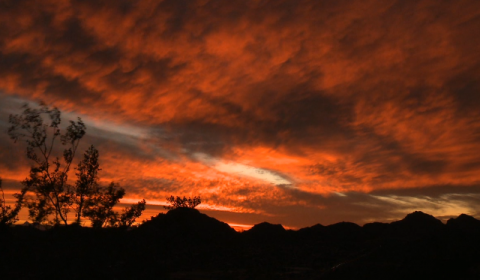 clouds in front of a sunset