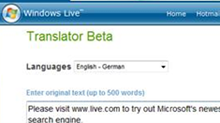 Snippet of Translator Beta screen