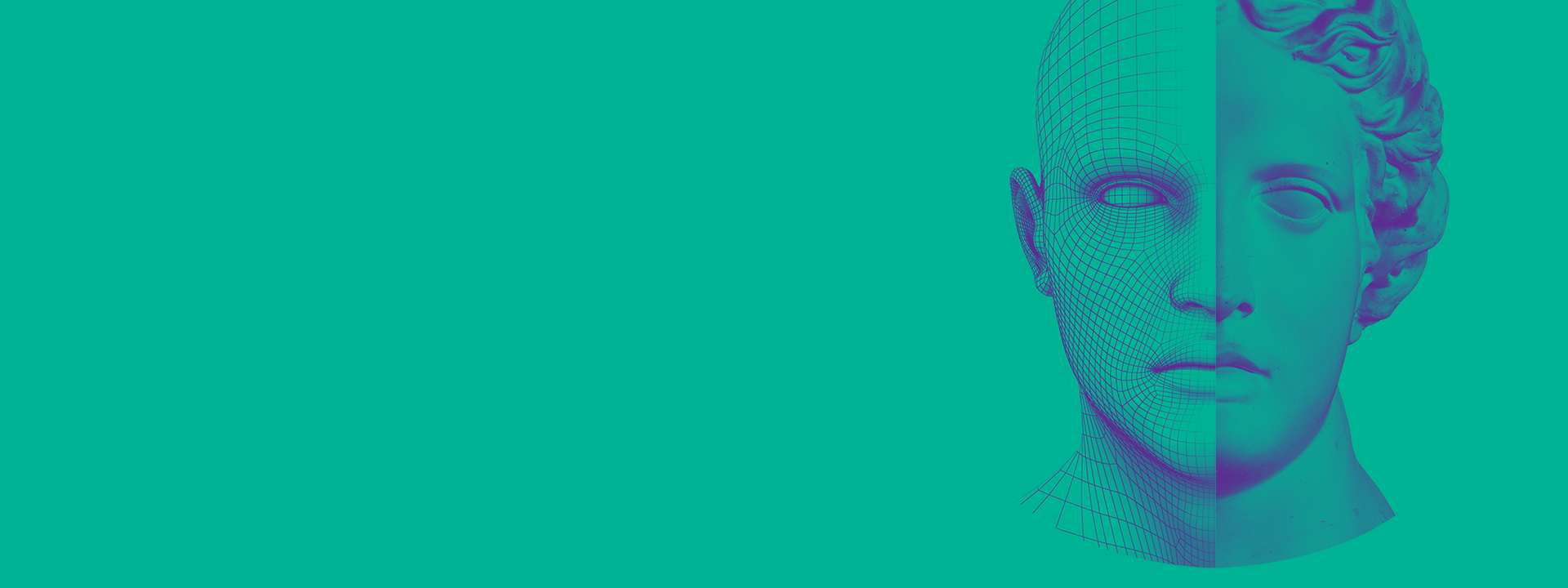 Portrait on green background, header for New England Machine Learning Day event page