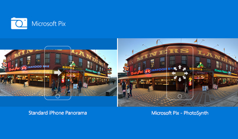 Microsoft Pix before and after panoramic photo of Miners Landing