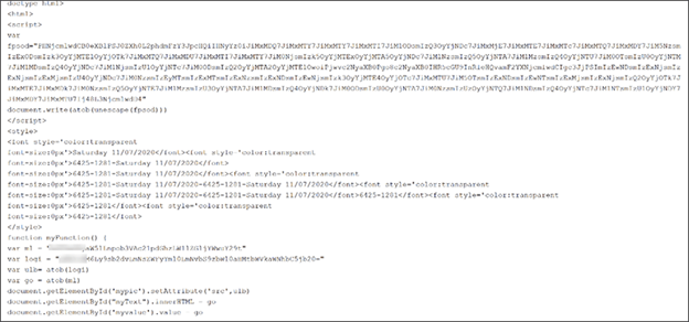 Screenshot of HTML code with JavaScript