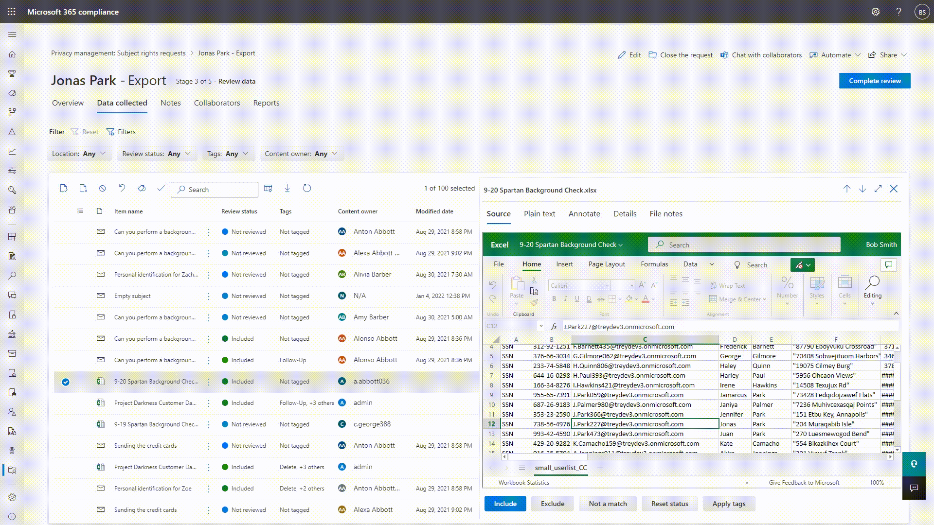 Animated image of Microsoft 365 compliance dashboard user redacting files.